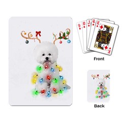 White Bichon Frise Dog Snow Reindeer S T- Shirt White Bichon Frise  Dog Snow Reindeer Santa Hat Chri Playing Cards Single Design (rectangle) by ZUXUMI