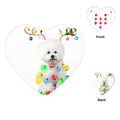 White Bichon Frise Dog Snow Reindeer S T- Shirt White Bichon Frise  Dog Snow Reindeer Santa Hat Chri Playing Cards Single Design (heart) by ZUXUMI