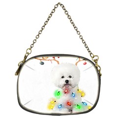 White Bichon Frise Dog Snow Reindeer S T- Shirt White Bichon Frise  Dog Snow Reindeer Santa Hat Chri Chain Purse (two Sides) by ZUXUMI