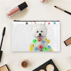 White Bichon Frise Dog Snow Reindeer S T- Shirt White Bichon Frise  Dog Snow Reindeer Santa Hat Chri Cosmetic Bag (medium) by ZUXUMI