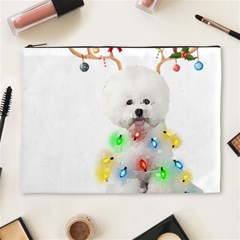 White Bichon Frise Dog Snow Reindeer S T- Shirt White Bichon Frise  Dog Snow Reindeer Santa Hat Chri Cosmetic Bag (xl) by ZUXUMI