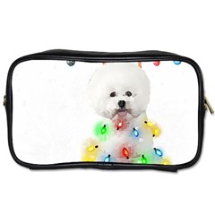 White Bichon Frise Dog Snow Reindeer S T- Shirt White Bichon Frise  Dog Snow Reindeer Santa Hat Chri Toiletries Bag (one Side) by ZUXUMI