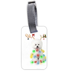 White Bichon Frise Dog Snow Reindeer S T- Shirt White Bichon Frise  Dog Snow Reindeer Santa Hat Chri Luggage Tag (one Side) by ZUXUMI