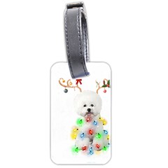 White Bichon Frise Dog Snow Reindeer S T- Shirt White Bichon Frise  Dog Snow Reindeer Santa Hat Chri Luggage Tag (two Sides)