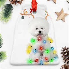 White Bichon Frise Dog Snow Reindeer S T- Shirt White Bichon Frise  Dog Snow Reindeer Santa Hat Chri Ornament (bell) by ZUXUMI