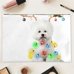 White Bichon Frise Dog Snow Reindeer S T- Shirt White Bichon Frise  Dog Snow Reindeer Santa Hat Chri Cosmetic Bag (xxl) by ZUXUMI