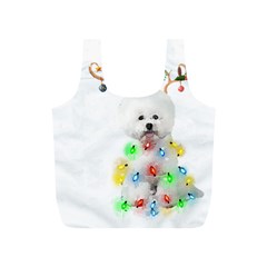 White Bichon Frise Dog Snow Reindeer S T- Shirt White Bichon Frise  Dog Snow Reindeer Santa Hat Chri Full Print Recycle Bag (s) by ZUXUMI