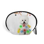 White Bichon Frise Dog Snow Reindeer S T- Shirt White Bichon Frise  Dog Snow Reindeer Santa Hat Chri Accessory Pouch (Small) Front