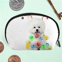 White Bichon Frise Dog Snow Reindeer S T- Shirt White Bichon Frise  Dog Snow Reindeer Santa Hat Chri Accessory Pouch (large) by ZUXUMI