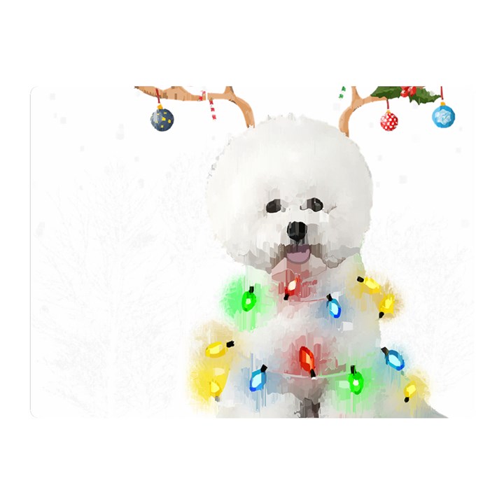 White Bichon Frise Dog Snow Reindeer S T- Shirt White Bichon Frise  Dog Snow Reindeer Santa Hat Chri Two Sides Premium Plush Fleece Blanket (Mini)