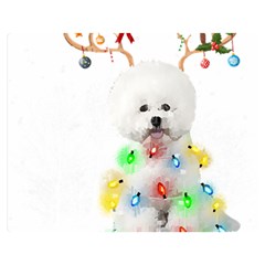 White Bichon Frise Dog Snow Reindeer S T- Shirt White Bichon Frise  Dog Snow Reindeer Santa Hat Chri Two Sides Premium Plush Fleece Blanket (medium) by ZUXUMI