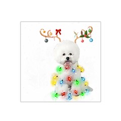 White Bichon Frise Dog Snow Reindeer S T- Shirt White Bichon Frise  Dog Snow Reindeer Santa Hat Chri Satin Bandana Scarf 22  X 22  by ZUXUMI