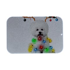 White Bichon Frise Dog Snow Reindeer S T- Shirt White Bichon Frise  Dog Snow Reindeer Santa Hat Chri Open Lid Metal Box (silver)   by ZUXUMI