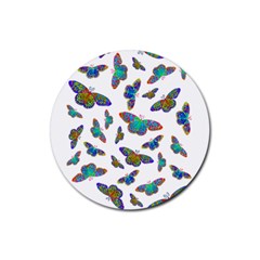 Butterflies T- Shirt Colorful Butterflies In Rainbow Colors T- Shirt Rubber Coaster (round) by EnriqueJohnson