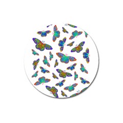 Butterflies T- Shirt Colorful Butterflies In Rainbow Colors T- Shirt Magnet 3  (round) by EnriqueJohnson