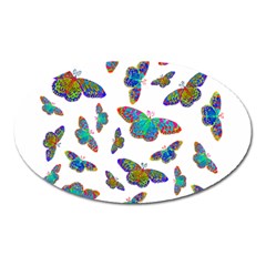 Butterflies T- Shirt Colorful Butterflies In Rainbow Colors T- Shirt Oval Magnet by EnriqueJohnson