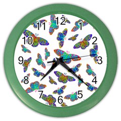 Butterflies T- Shirt Colorful Butterflies In Rainbow Colors T- Shirt Color Wall Clock by EnriqueJohnson