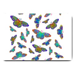 Butterflies T- Shirt Colorful Butterflies In Rainbow Colors T- Shirt Large Doormat by EnriqueJohnson