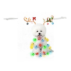 White Bichon Frise Dog Snow Reindeer S T- Shirt White Bichon Frise  Dog Snow Reindeer Santa Hat Chri Lightweight Drawstring Pouch (l)