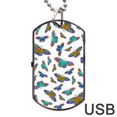 Butterflies T- Shirt Colorful Butterflies In Rainbow Colors T- Shirt Dog Tag Usb Flash (one Side) by EnriqueJohnson