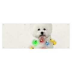 White Bichon Frise Dog Snow Reindeer S T- Shirt White Bichon Frise  Dog Snow Reindeer Santa Hat Chri Banner And Sign 8  X 3  by ZUXUMI