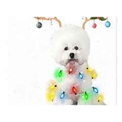 White Bichon Frise Dog Snow Reindeer S T- Shirt White Bichon Frise  Dog Snow Reindeer Santa Hat Chri Premium Plush Fleece Blanket (large) by ZUXUMI