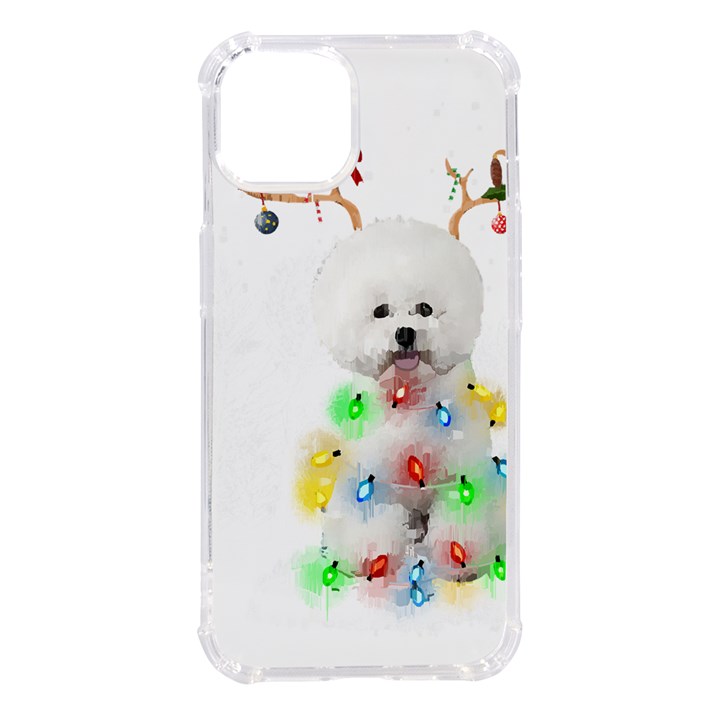 White Bichon Frise Dog Snow Reindeer S T- Shirt White Bichon Frise  Dog Snow Reindeer Santa Hat Chri iPhone 14 TPU UV Print Case