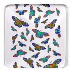 Butterflies T- Shirt Colorful Butterflies In Rainbow Colors T- Shirt Square Glass Fridge Magnet (4 Pack) by EnriqueJohnson