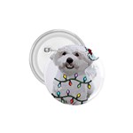 White Bichon Frise Dog T- Shirt White Bichon Frise Dog Santa Christmas Tree Lights Xmas T- Shirt 1.75  Buttons Front