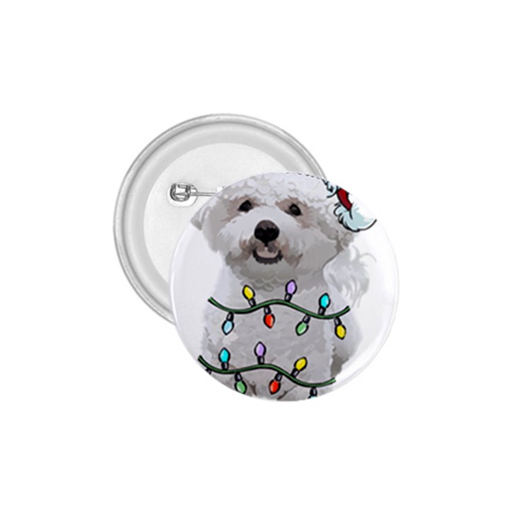 White Bichon Frise Dog T- Shirt White Bichon Frise Dog Santa Christmas Tree Lights Xmas T- Shirt 1.75  Buttons