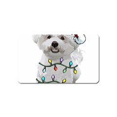 White Bichon Frise Dog T- Shirt White Bichon Frise Dog Santa Christmas Tree Lights Xmas T- Shirt Magnet (name Card) by ZUXUMI