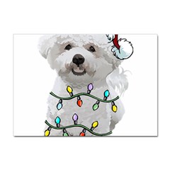 White Bichon Frise Dog T- Shirt White Bichon Frise Dog Santa Christmas Tree Lights Xmas T- Shirt Sticker A4 (100 pack)