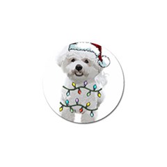 White Bichon Frise Dog T- Shirt White Bichon Frise Dog Santa Christmas Tree Lights Xmas T- Shirt Golf Ball Marker (10 Pack) by ZUXUMI