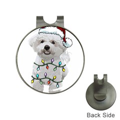 White Bichon Frise Dog T- Shirt White Bichon Frise Dog Santa Christmas Tree Lights Xmas T- Shirt Hat Clips with Golf Markers