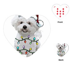 White Bichon Frise Dog T- Shirt White Bichon Frise Dog Santa Christmas Tree Lights Xmas T- Shirt Playing Cards Single Design (heart) by ZUXUMI