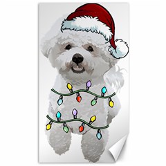 White Bichon Frise Dog T- Shirt White Bichon Frise Dog Santa Christmas Tree Lights Xmas T- Shirt Canvas 40  X 72  by ZUXUMI