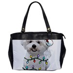 White Bichon Frise Dog T- Shirt White Bichon Frise Dog Santa Christmas Tree Lights Xmas T- Shirt Oversize Office Handbag Front