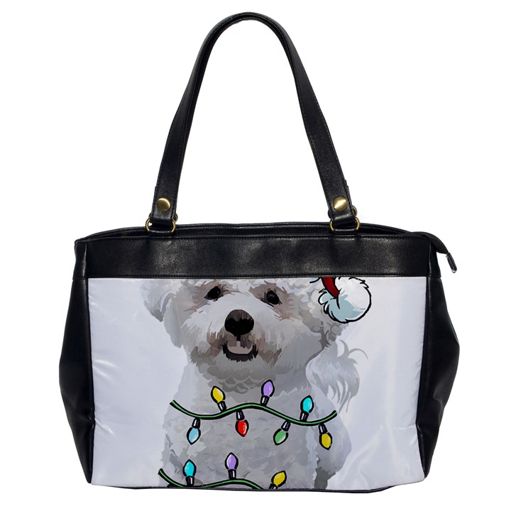 White Bichon Frise Dog T- Shirt White Bichon Frise Dog Santa Christmas Tree Lights Xmas T- Shirt Oversize Office Handbag