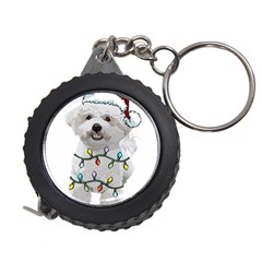 White Bichon Frise Dog T- Shirt White Bichon Frise Dog Santa Christmas Tree Lights Xmas T- Shirt Measuring Tape by ZUXUMI