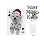 White Bichon Frise Dog T- Shirt White Bichon Frise Dog Santa Christmas Tree Lights Xmas T- Shirt Playing Cards 54 Designs (Mini) Front - Spade2