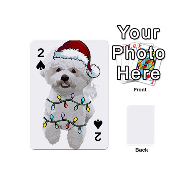 White Bichon Frise Dog T- Shirt White Bichon Frise Dog Santa Christmas Tree Lights Xmas T- Shirt Playing Cards 54 Designs (Mini)