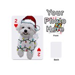 White Bichon Frise Dog T- Shirt White Bichon Frise Dog Santa Christmas Tree Lights Xmas T- Shirt Playing Cards 54 Designs (Mini) Front - Heart2