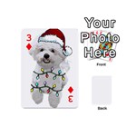 White Bichon Frise Dog T- Shirt White Bichon Frise Dog Santa Christmas Tree Lights Xmas T- Shirt Playing Cards 54 Designs (Mini) Front - Diamond3