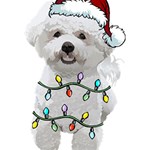 White Bichon Frise Dog T- Shirt White Bichon Frise Dog Santa Christmas Tree Lights Xmas T- Shirt Play Mat (Square) Front