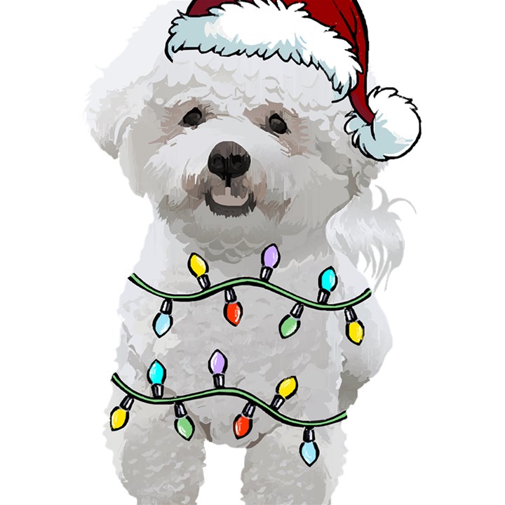 White Bichon Frise Dog T- Shirt White Bichon Frise Dog Santa Christmas Tree Lights Xmas T- Shirt Play Mat (Square)