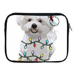 White Bichon Frise Dog T- Shirt White Bichon Frise Dog Santa Christmas Tree Lights Xmas T- Shirt Apple Ipad 2/3/4 Zipper Cases by ZUXUMI