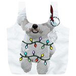 White Bichon Frise Dog T- Shirt White Bichon Frise Dog Santa Christmas Tree Lights Xmas T- Shirt Full Print Recycle Bag (XL) Front