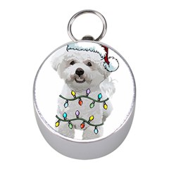 White Bichon Frise Dog T- Shirt White Bichon Frise Dog Santa Christmas Tree Lights Xmas T- Shirt Mini Silver Compasses