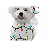 White Bichon Frise Dog T- Shirt White Bichon Frise Dog Santa Christmas Tree Lights Xmas T- Shirt Two Sides Premium Plush Fleece Blanket (Large) 80 x60  Blanket Front