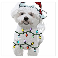 White Bichon Frise Dog T- Shirt White Bichon Frise Dog Santa Christmas Tree Lights Xmas T- Shirt Square Satin Scarf (36  X 36 ) by ZUXUMI